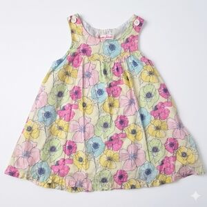 VTG Y2K Jeanine Johnsen Poppy Dress 2T Hand Smocked Cotton Floral Pink Blue